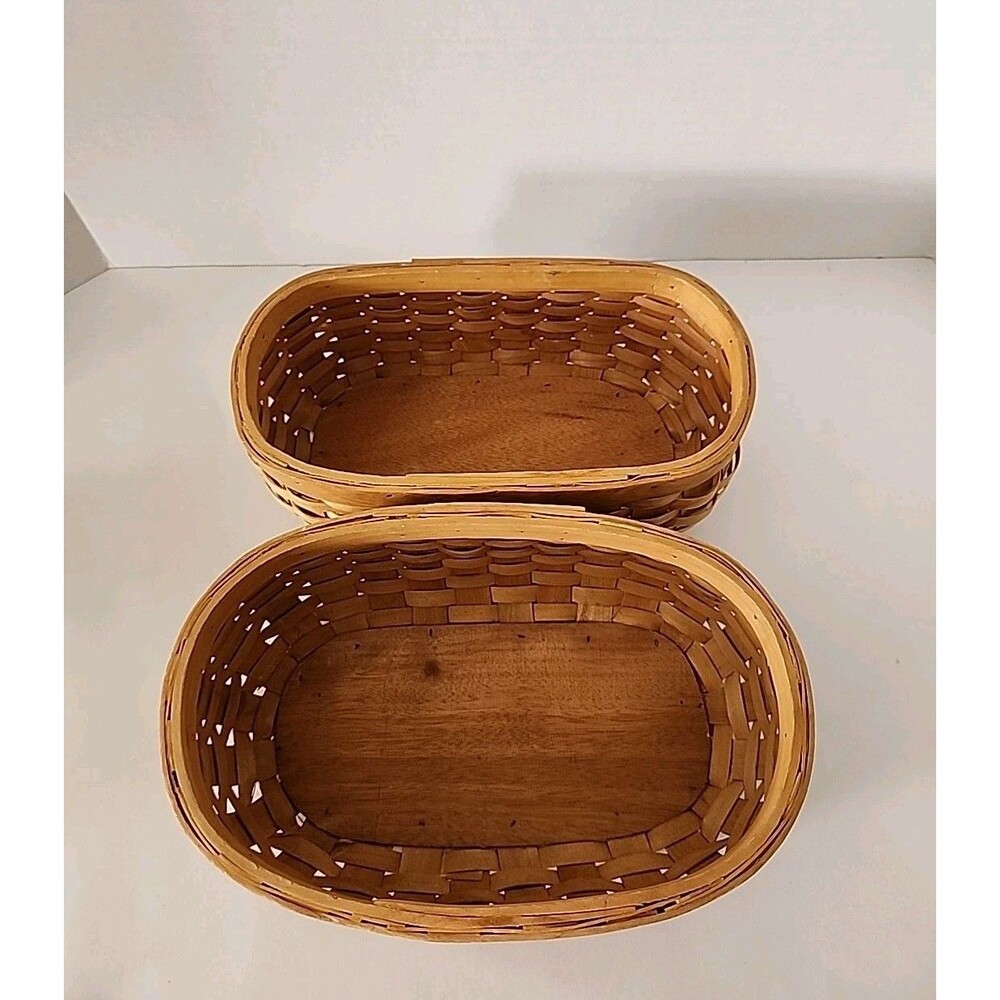2 Longaberger Style Appreciation Woven Wood Basket For Fruit Vegetables Decor - Picture 2 of 11
